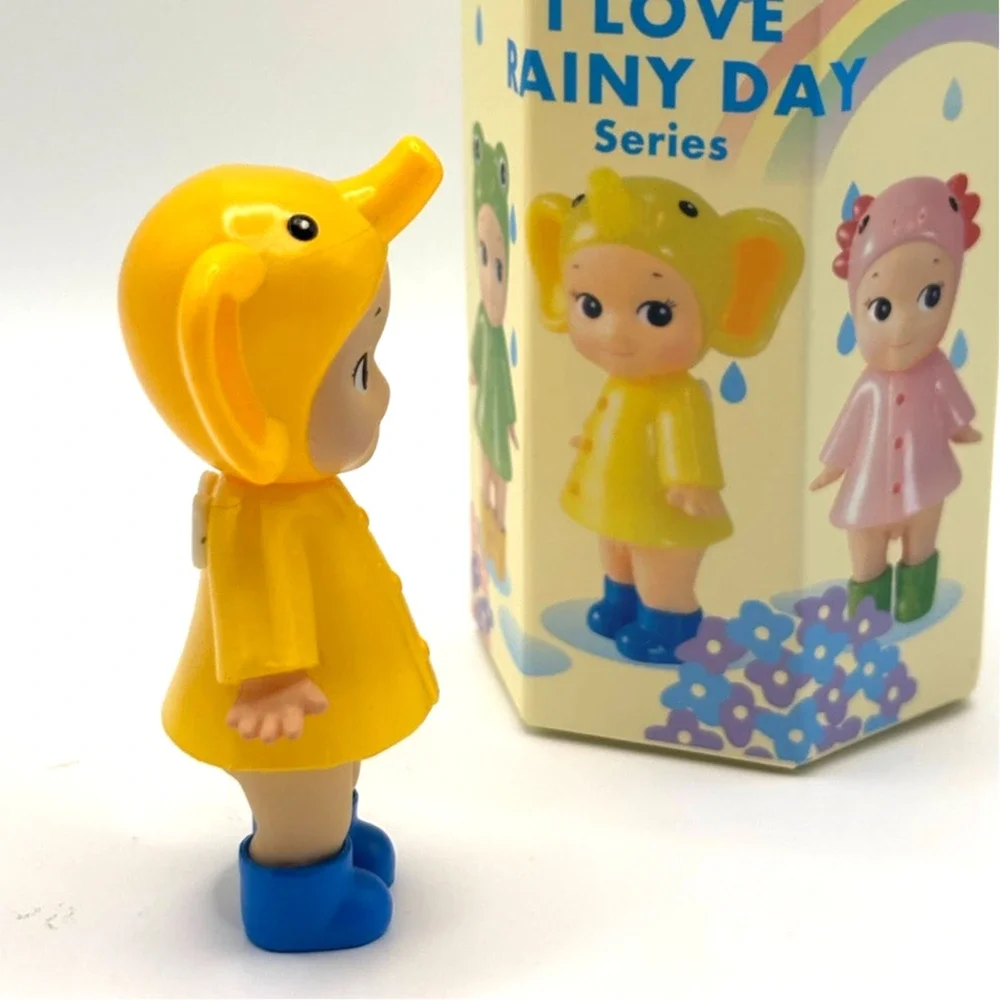 New Unbranded Mini Kewpie/Angel Figure, Elephant in Raincoat Costume, Open Box